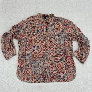 Lauren Ralph Lauren  Geometric Multicolor Long Sleeve Button-Up Shirt Size L